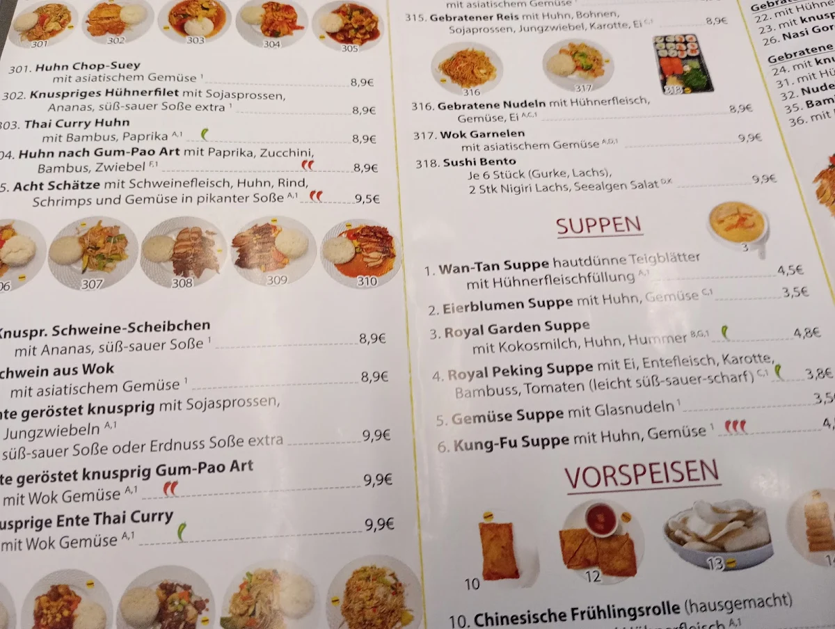 Speisekarte, Asia City Unterhaching
