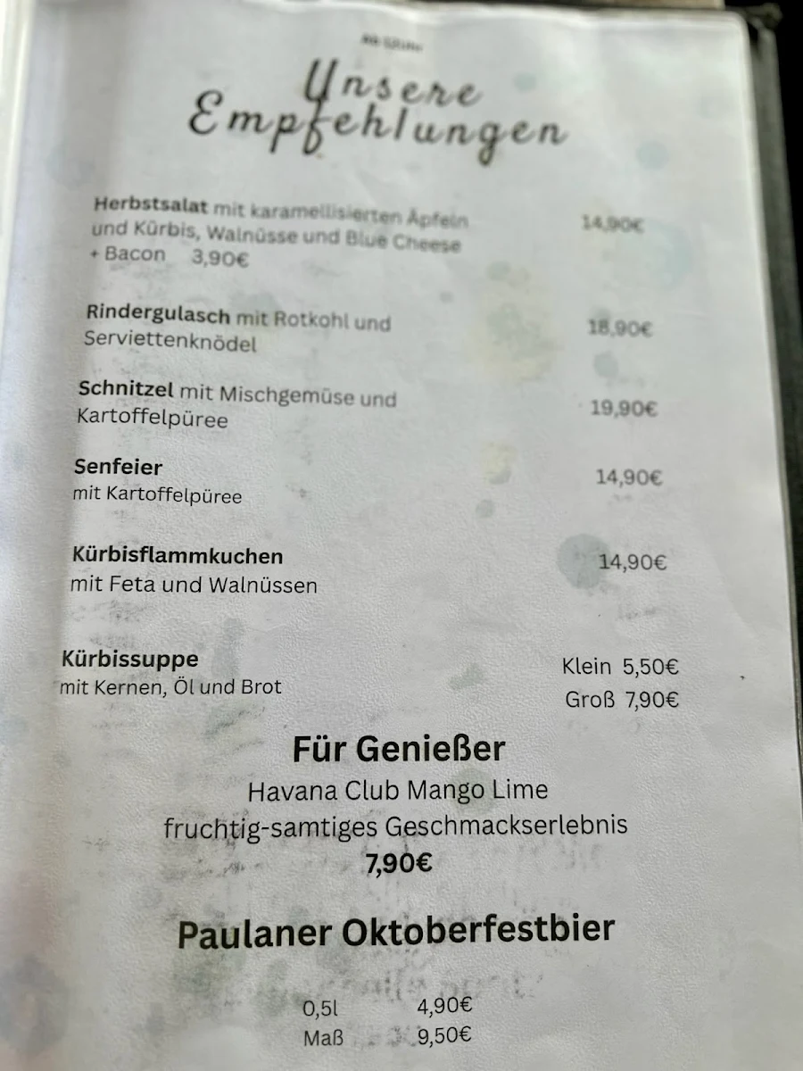 Speisekarte, Siebert's Blankenburg Restaurant & Kaffeehaus