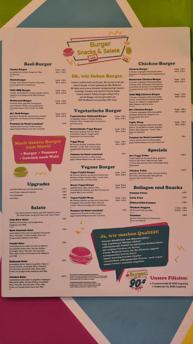 Speisekarte, 90s guys burger