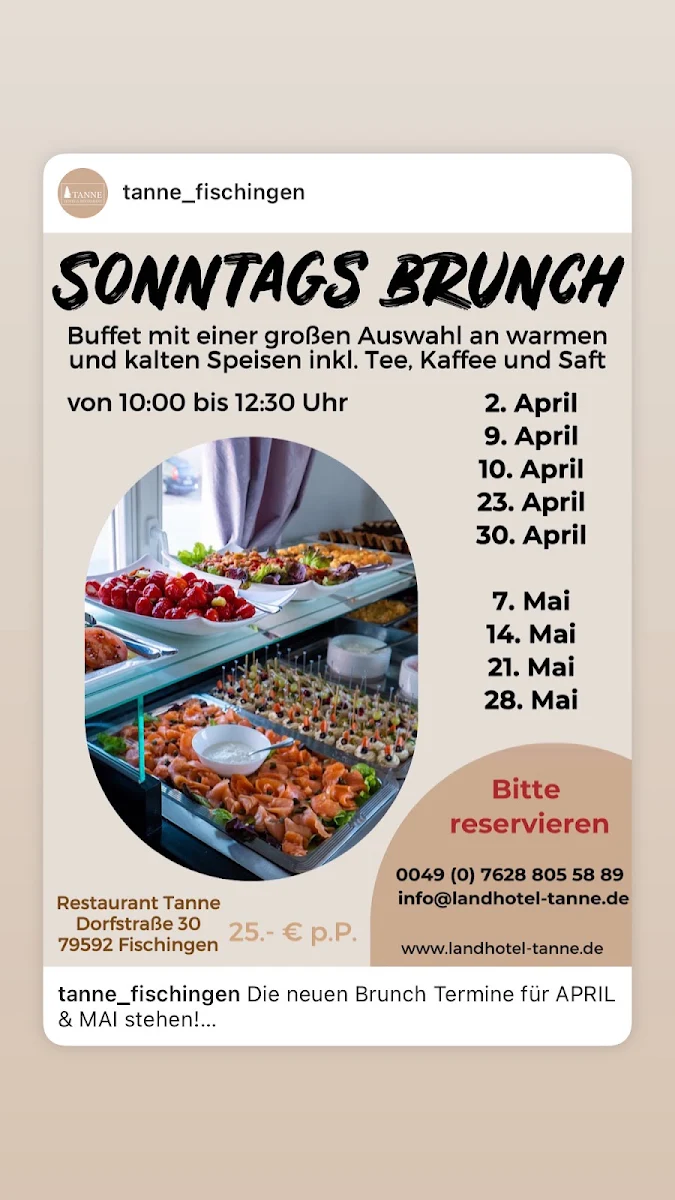Speisekarte, Landhotel & Restaurant Tanne