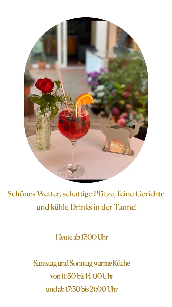 Speisekarte, Landhotel & Restaurant Tanne