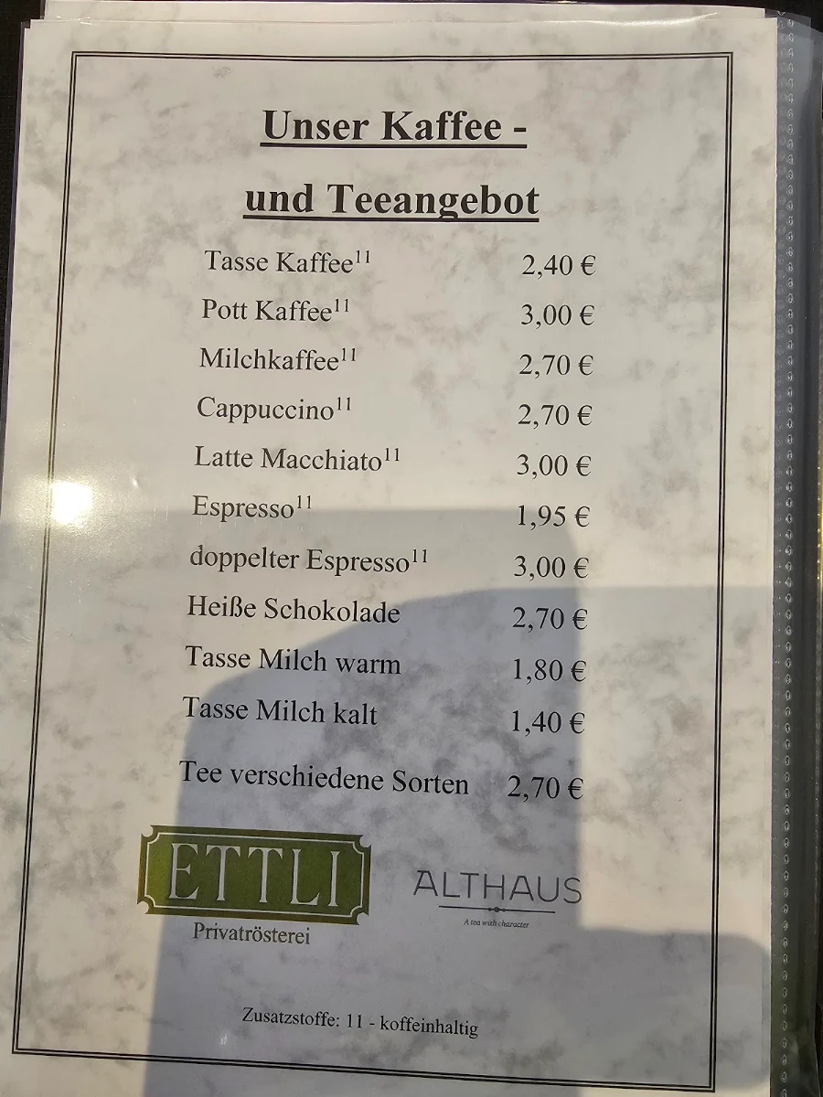 Speisekarte, Bäckerei Konditorei Schröder