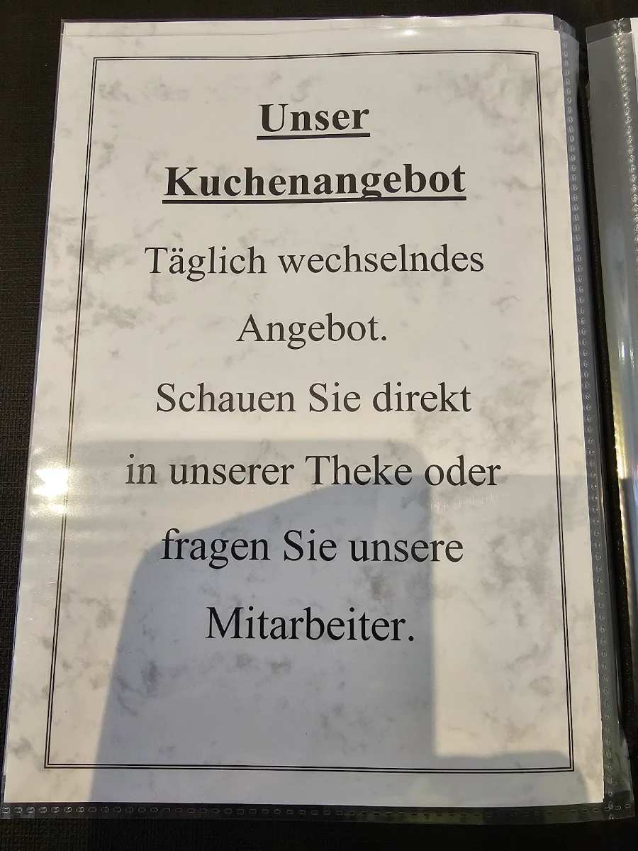 Speisekarte, Bäckerei Konditorei Schröder