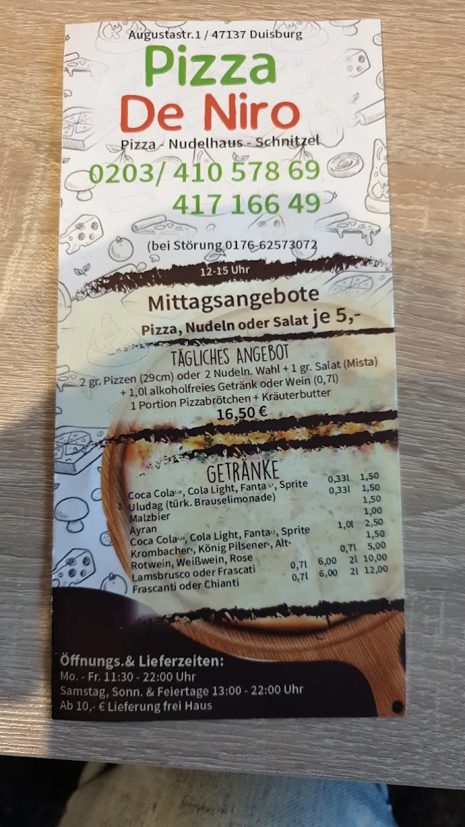 Speisekarte, Pizza De Niro