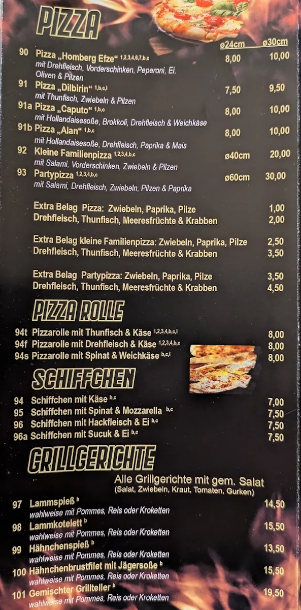 Speisekarte, Aladin Grill Döner Pizzeria