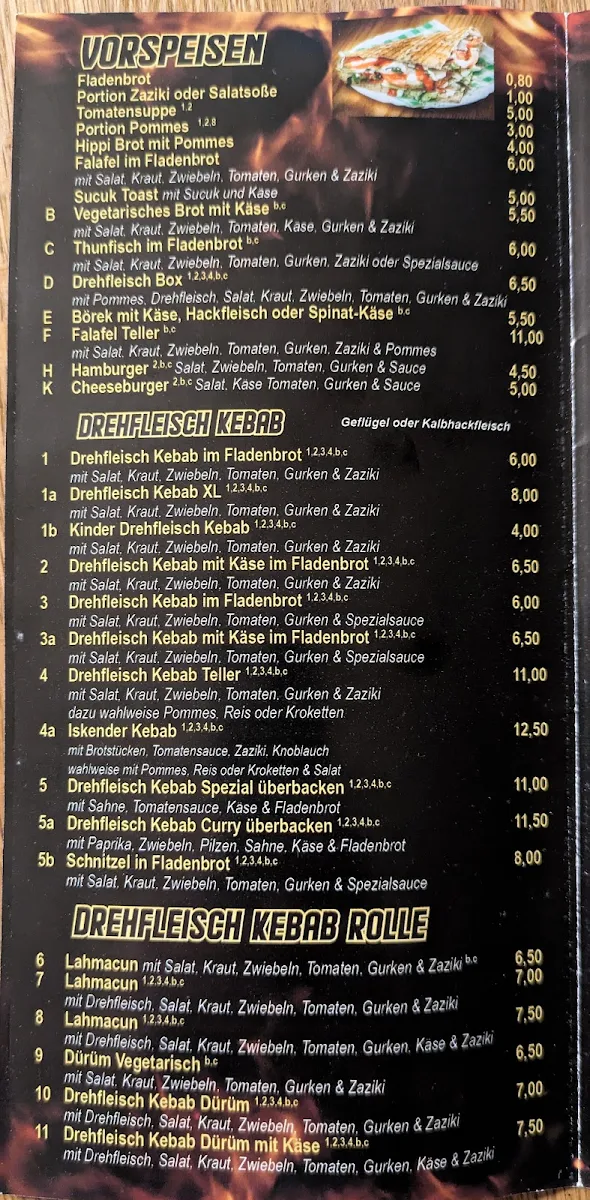 Speisekarte, Aladin Grill Döner Pizzeria