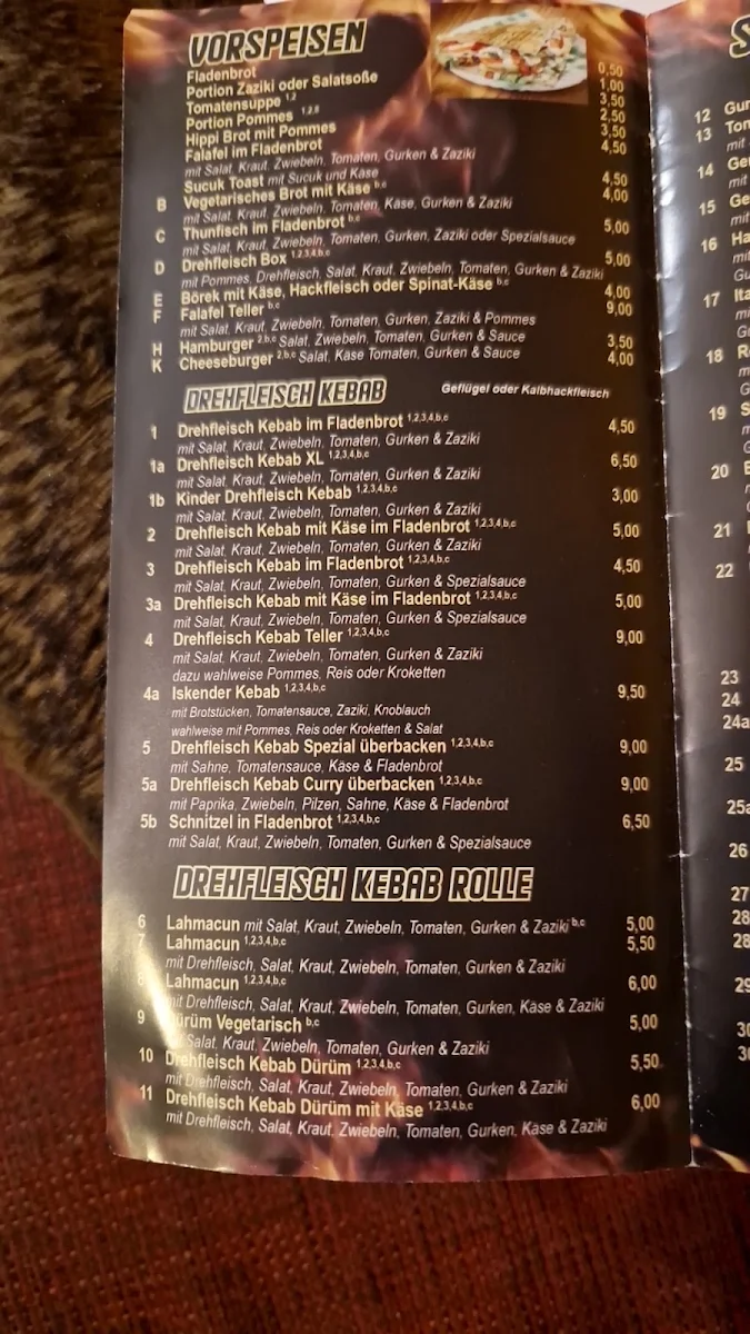Speisekarte, Aladin Grill Döner Pizzeria