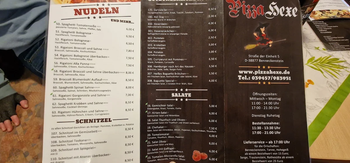 Speisekarte, Pizza Hexe