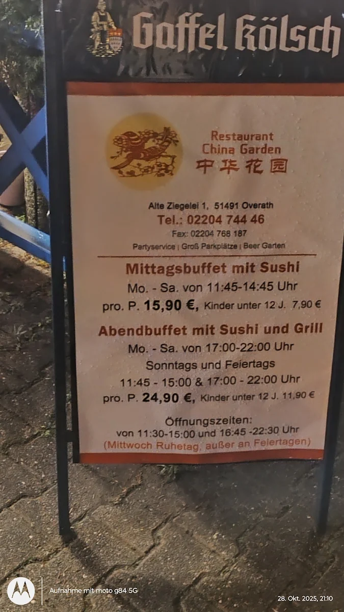 Speisekarte, China Garden