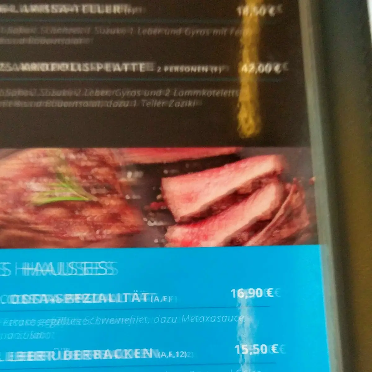Speisekarte, Restaurant Odysseus