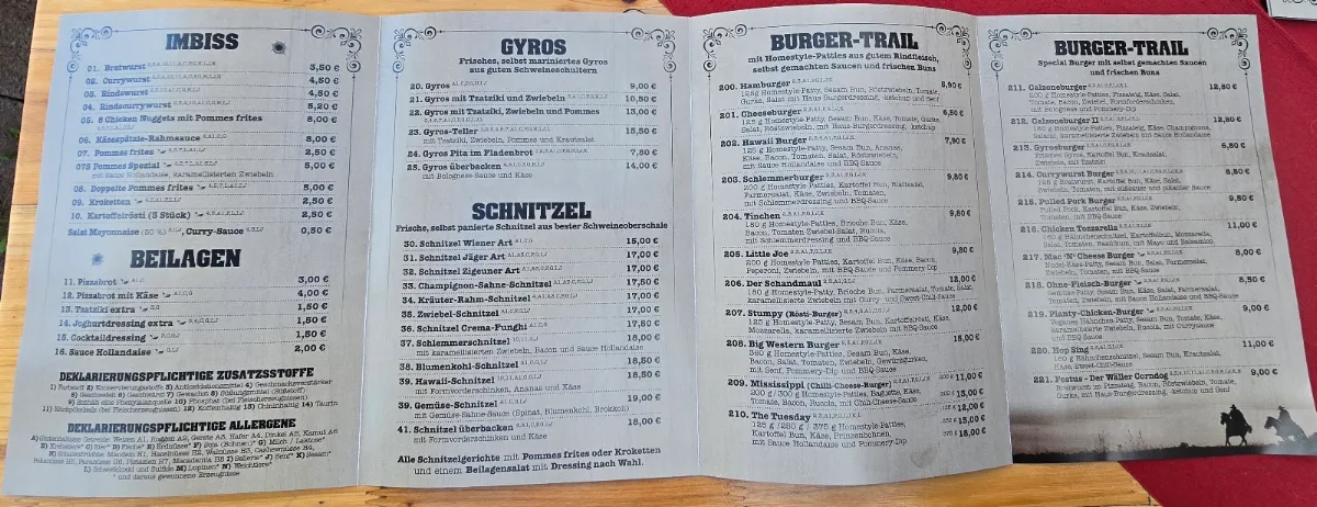 Speisekarte, Mühl-Grill