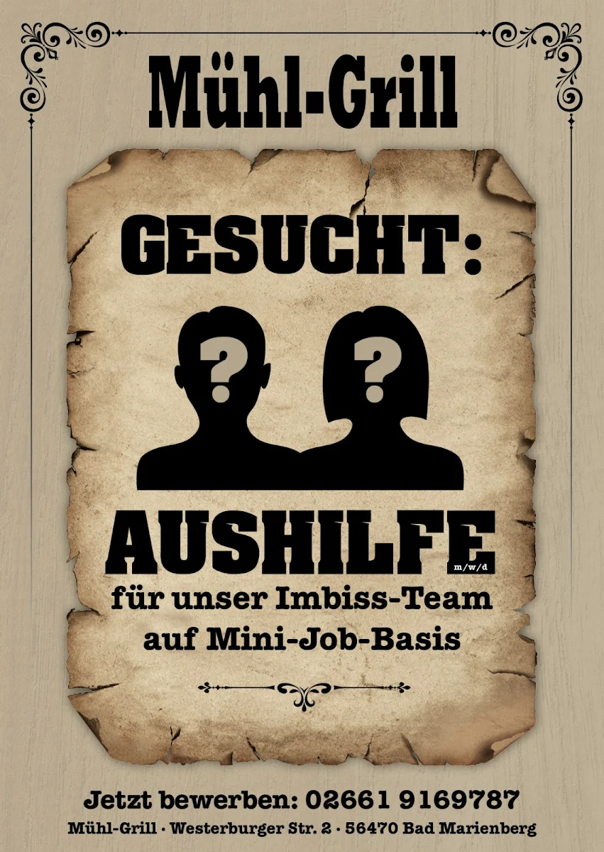 Speisekarte, Mühl-Grill