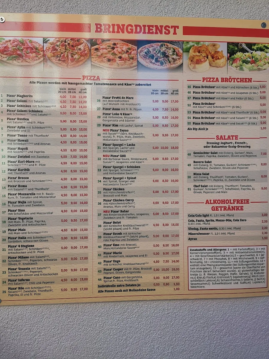 Speisekarte, Little PizzaLand