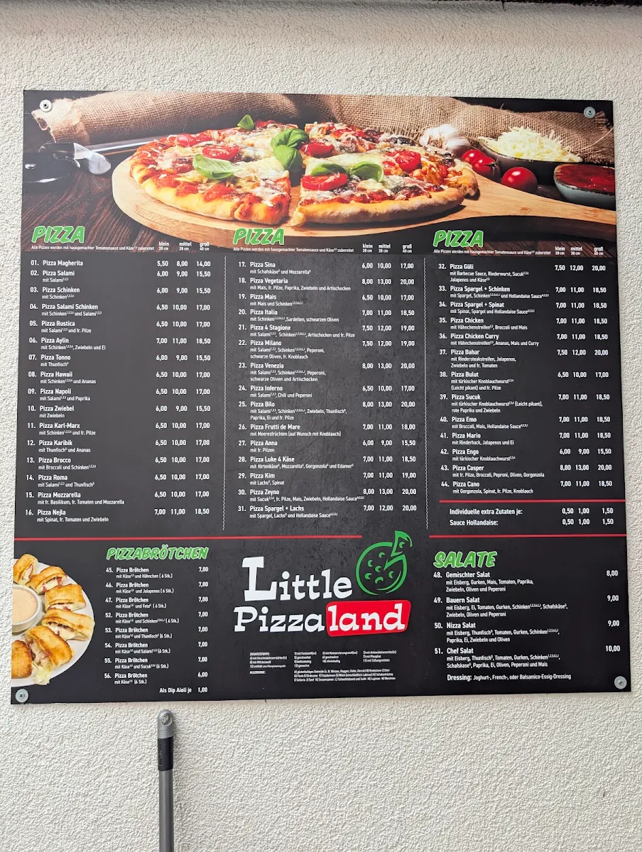 Speisekarte, Little PizzaLand