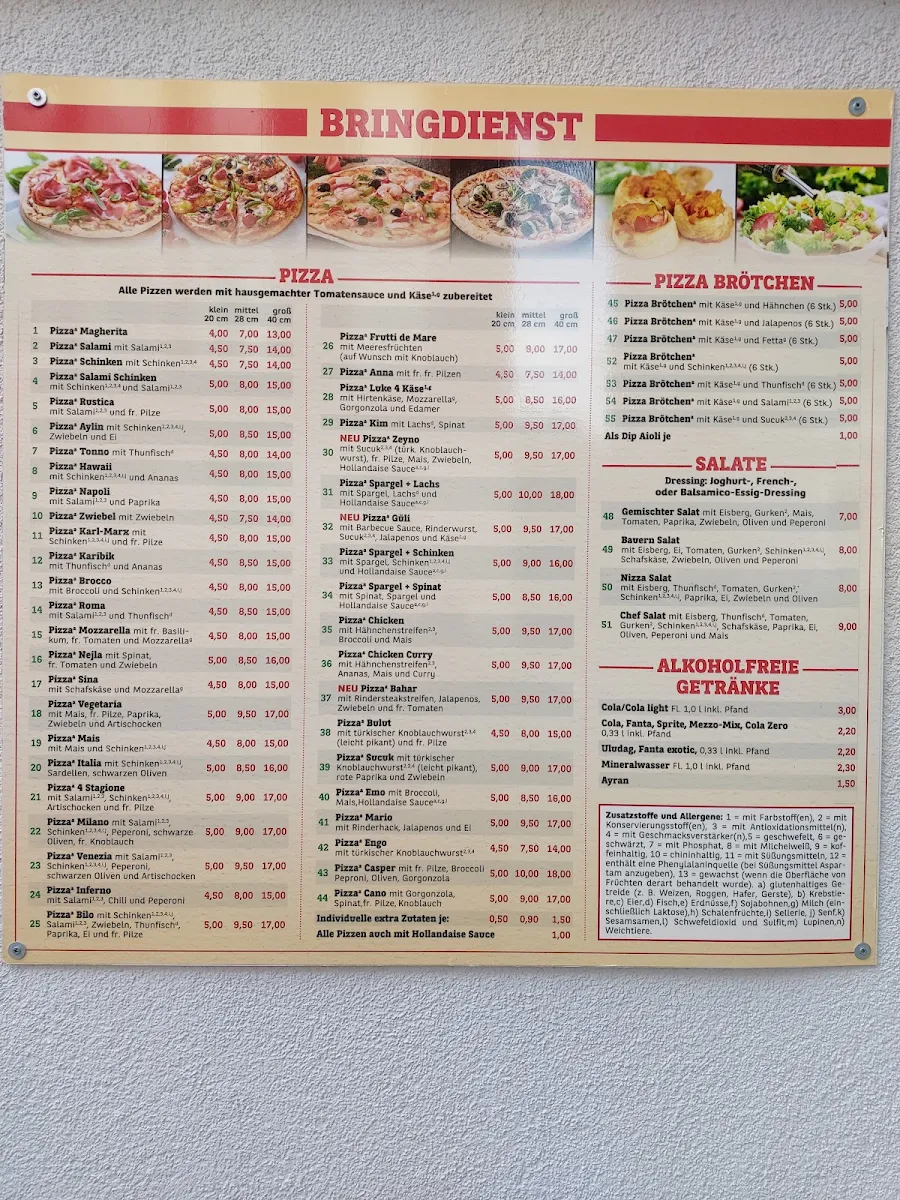 Speisekarte, Little PizzaLand