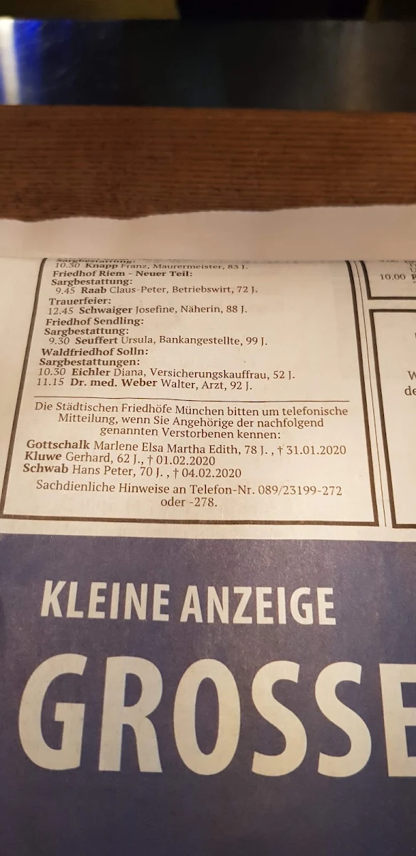 Speisekarte, Einstein 99