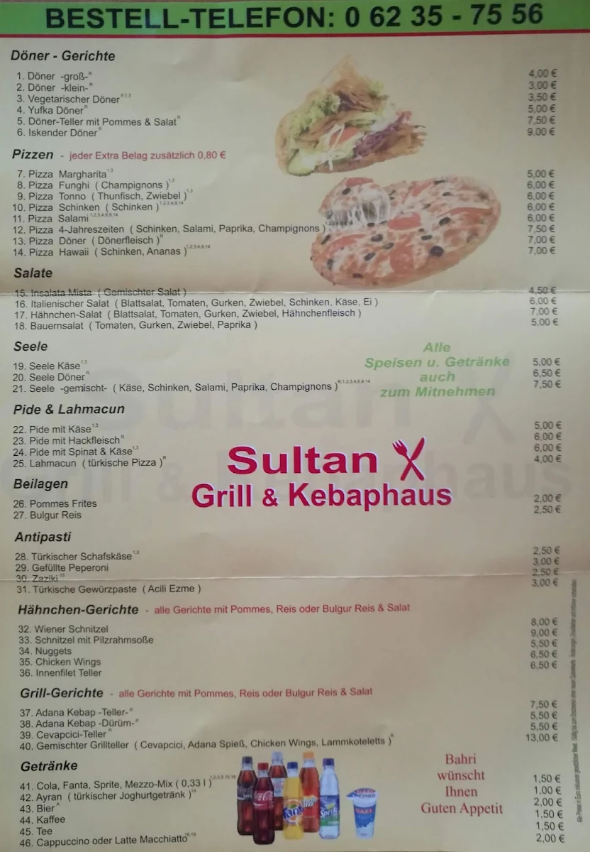 Speisekarte, Öznur Karakus Imbiß Sultan