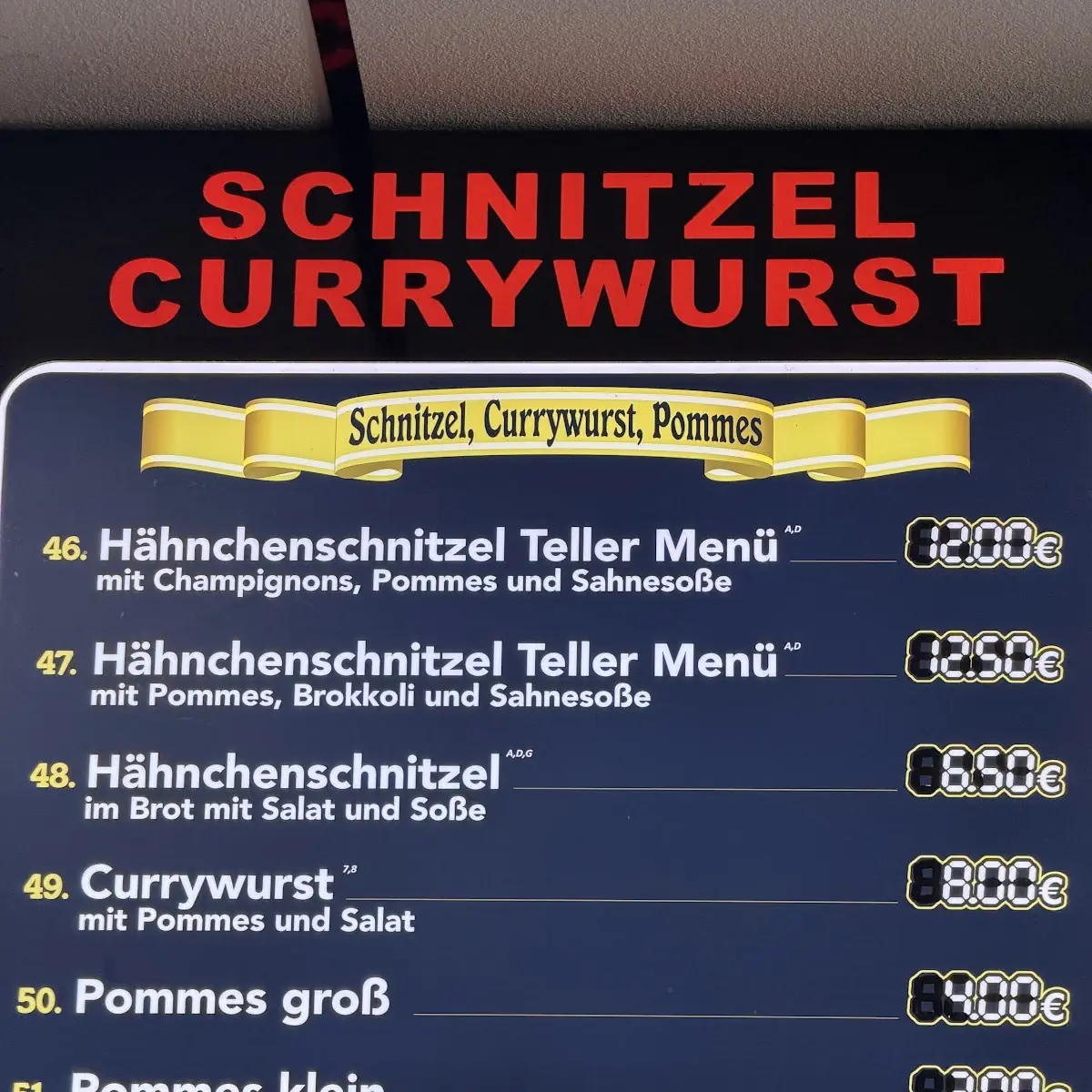 Speisekarte, Frisch&Fein