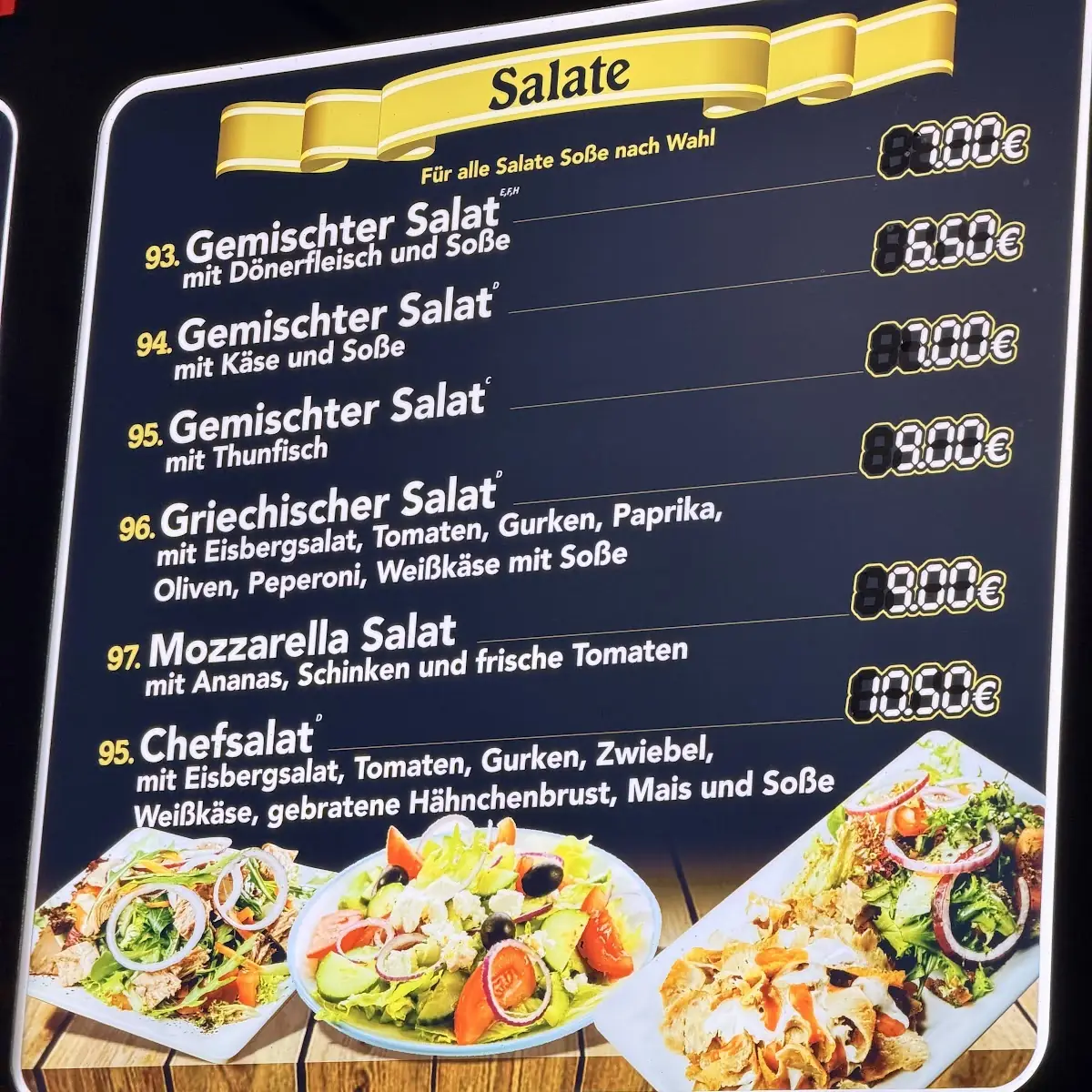 Speisekarte, Frisch&Fein