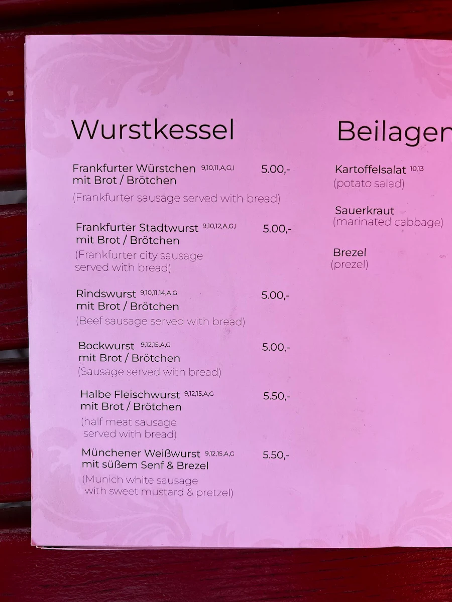 Speisekarte, Alten Limpurg