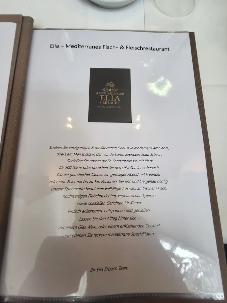 Speisekarte, Elia Erbach Restaurant & More