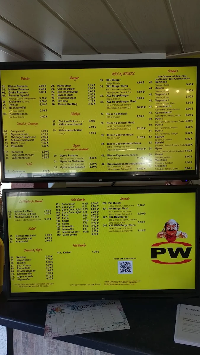 Speisekarte, Pommes Werkstatt