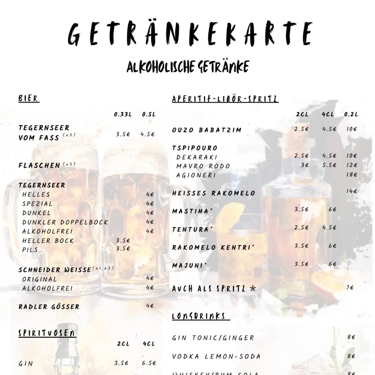 Speisekarte, Kutuki