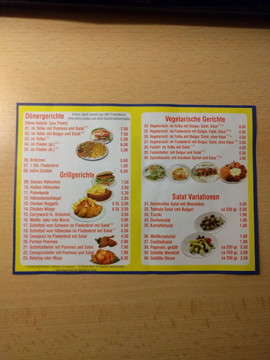 Speisekarte, City Grill Avci
