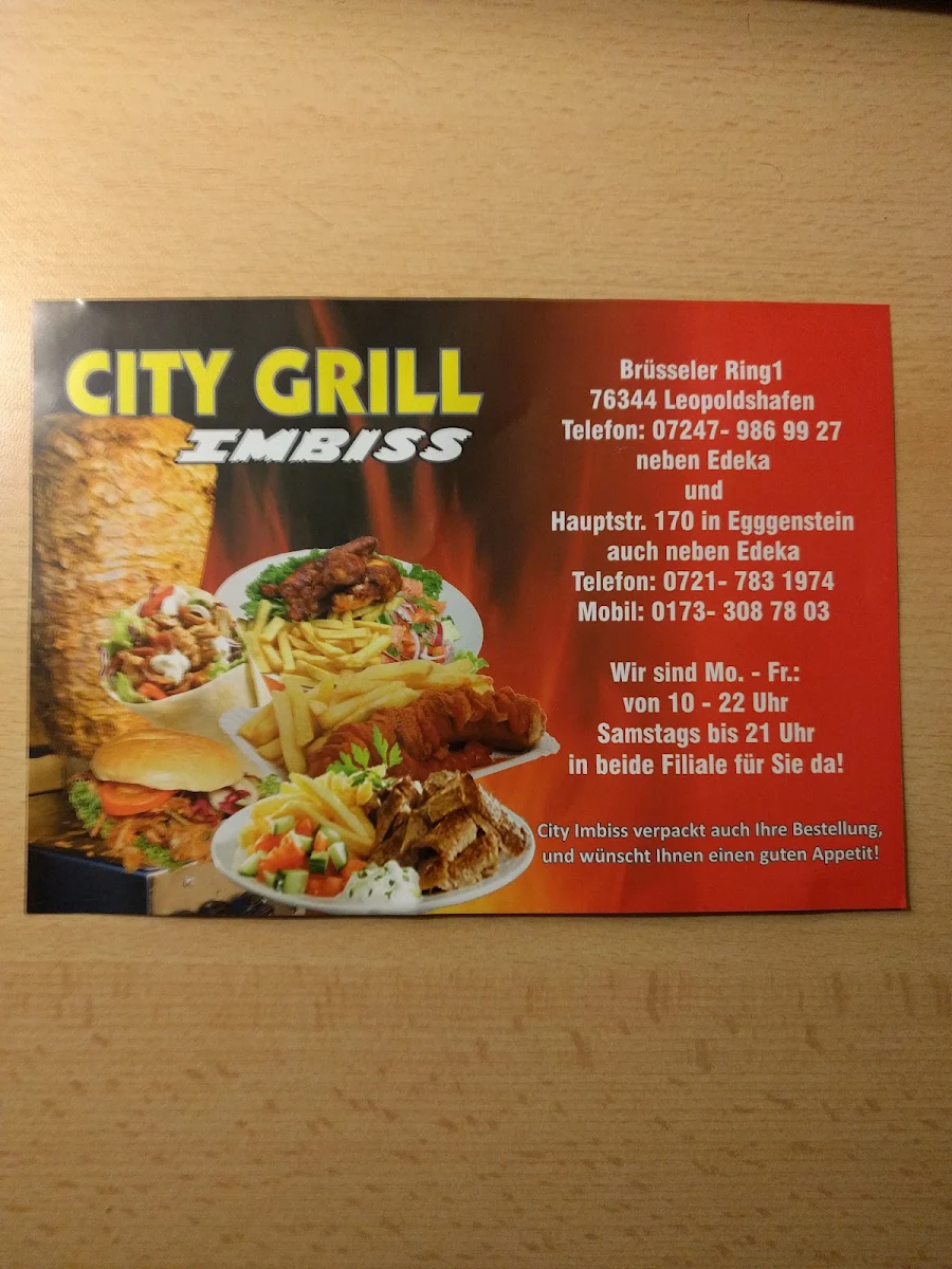 Speisekarte, City Grill Avci