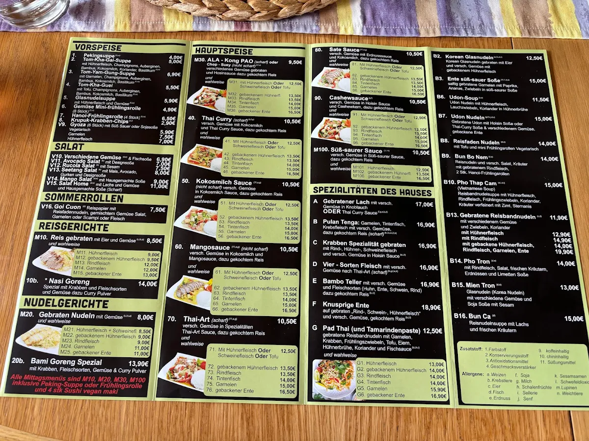 Speisekarte, Phong Asia Restaurant