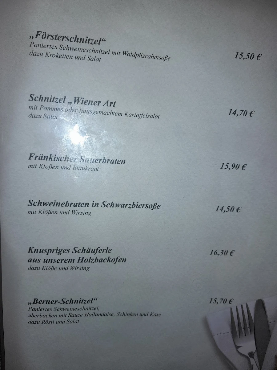 Speisekarte, Gasthaus Schlappn