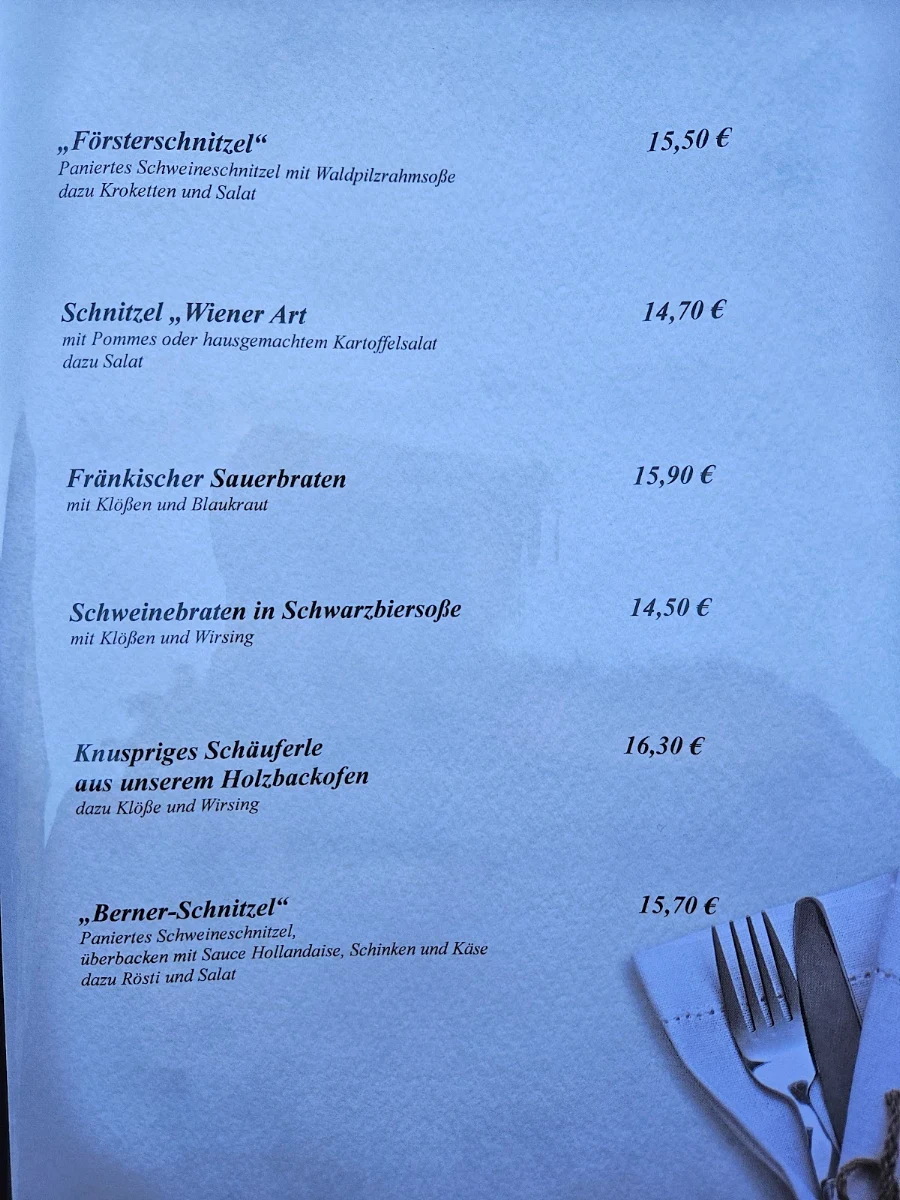 Speisekarte, Gasthaus Schlappn