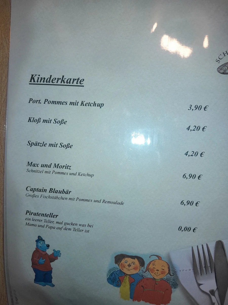 Speisekarte, Gasthaus Schlappn