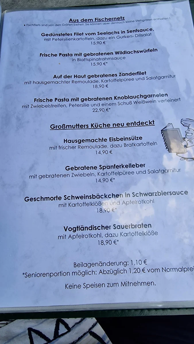 Speisekarte, Badecafé