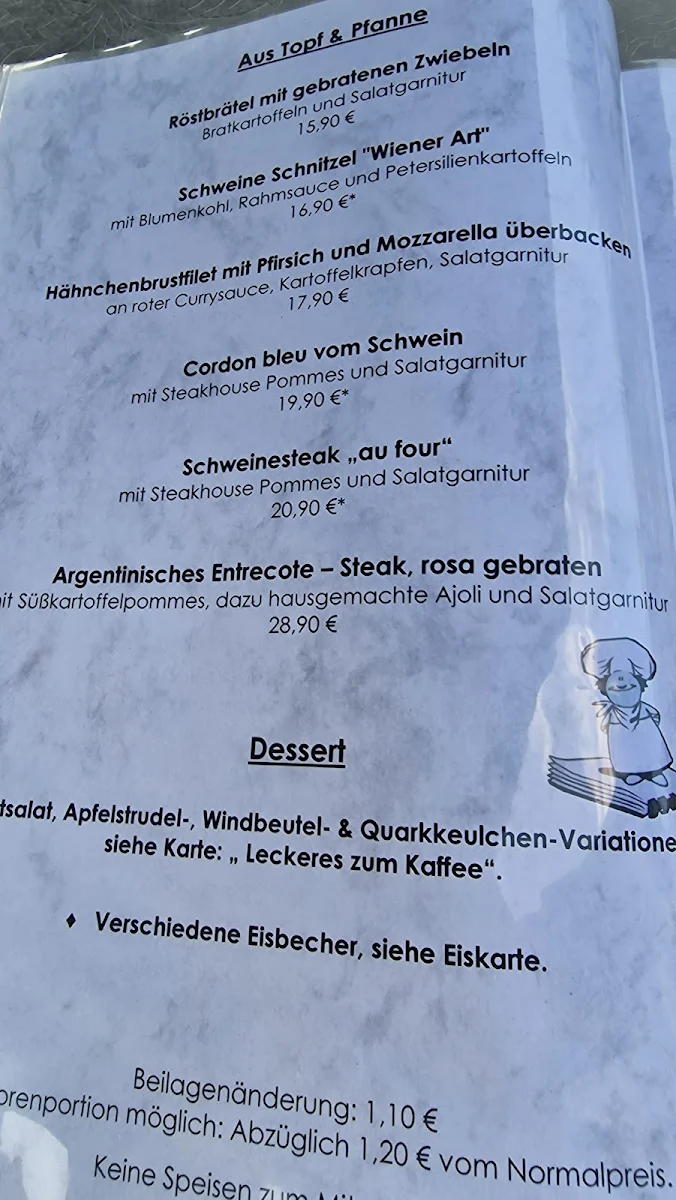 Speisekarte, Badecafé