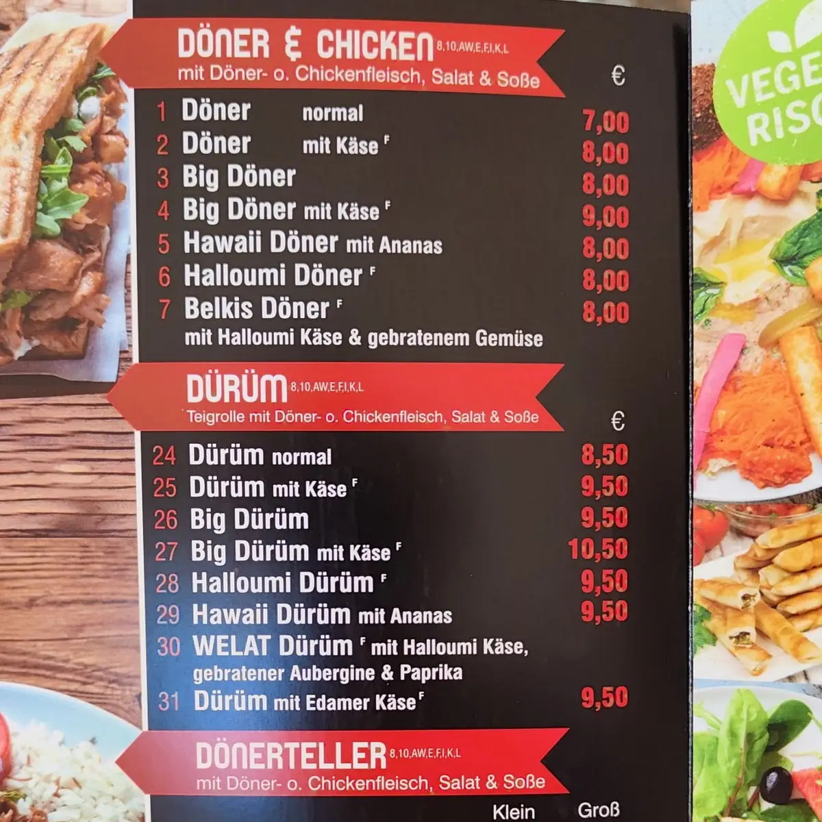 Speisekarte, Welat Döner Dürüm