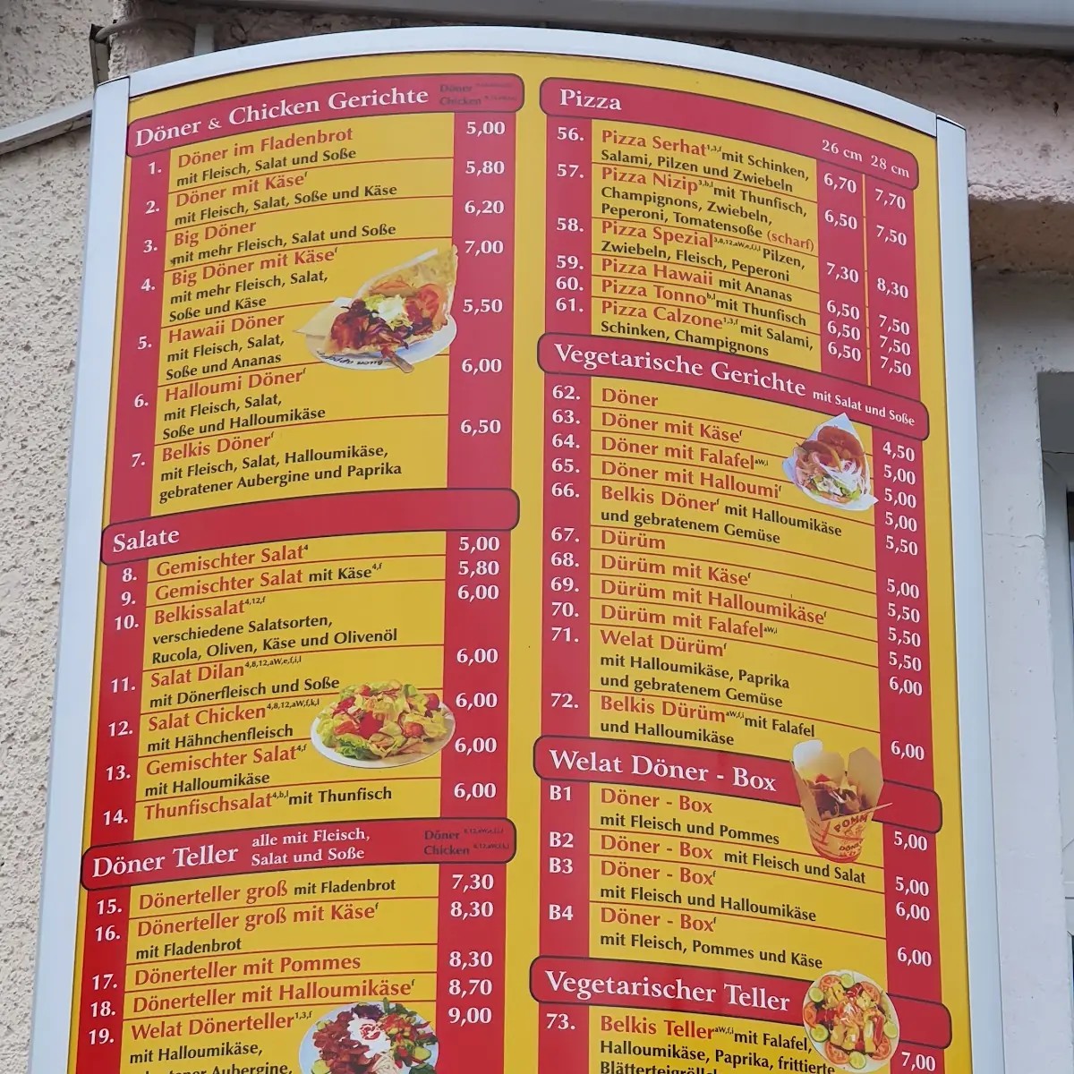 Speisekarte, Welat Döner Dürüm