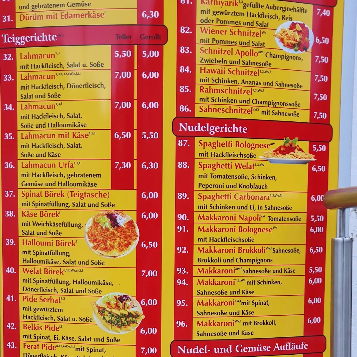 Speisekarte, Welat Döner Dürüm