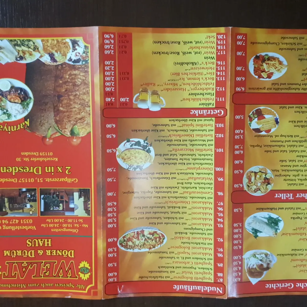 Speisekarte, Welat Döner Dürüm