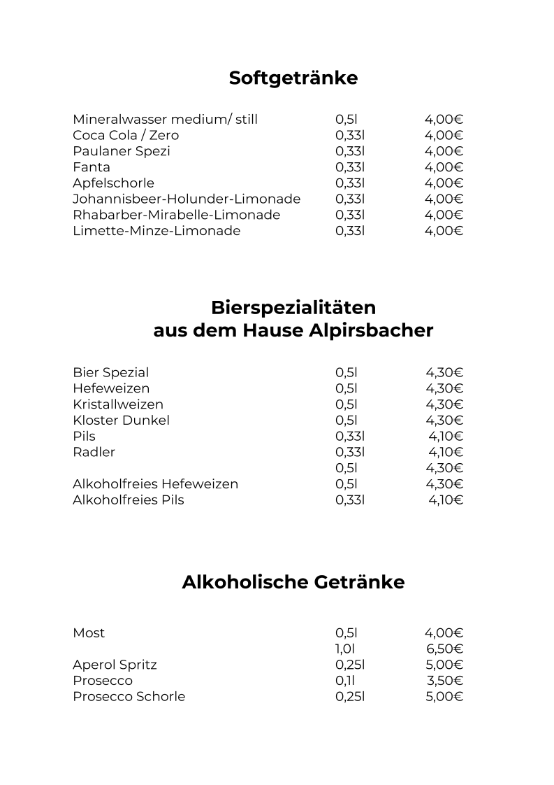 Speisekarte, Landgasthaus Roessle Lerchenberg