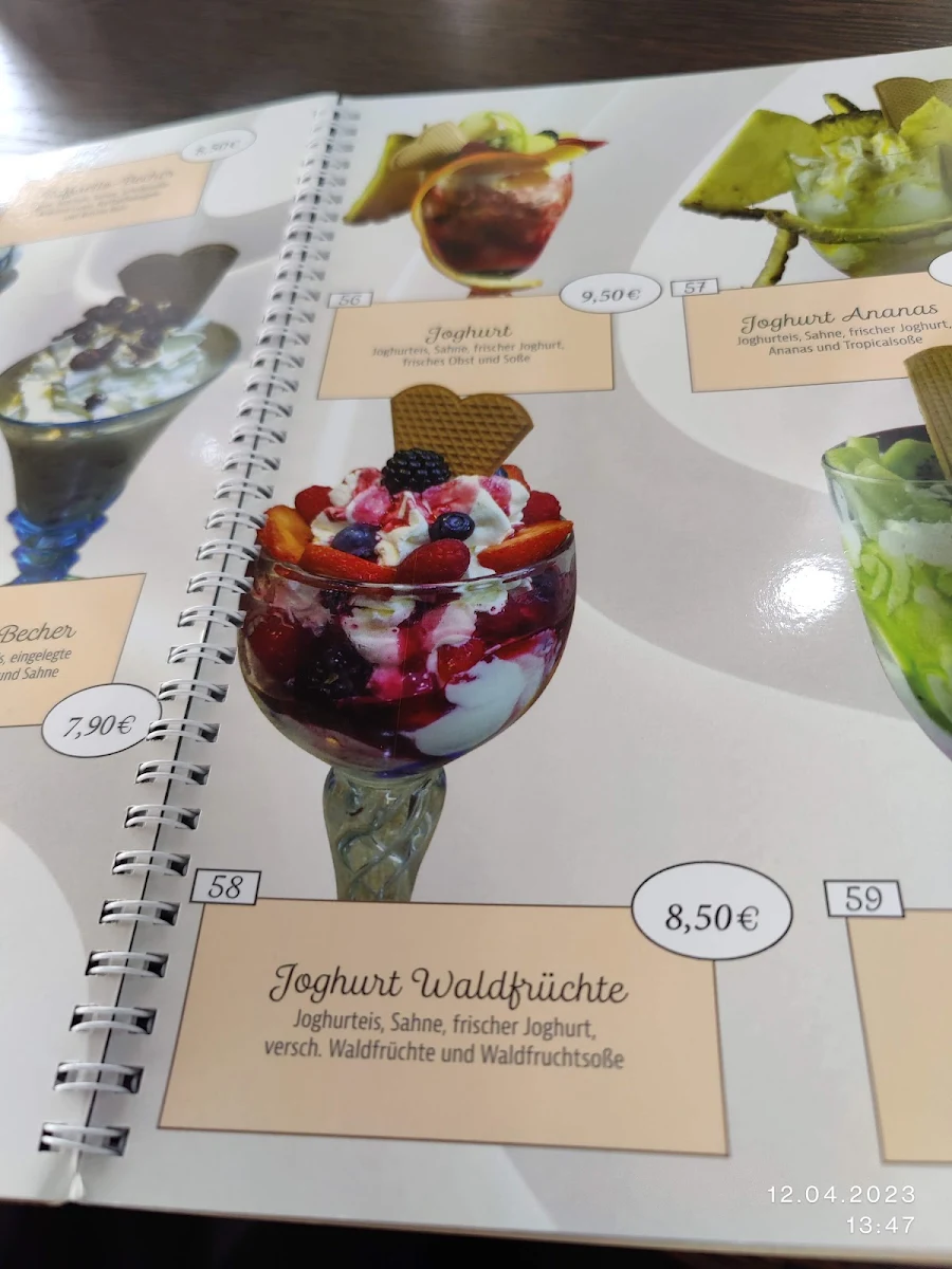 Speisekarte, Eiscafé Dolce Vita