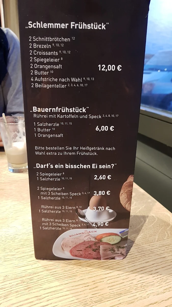 Speisekarte, Kiliansbäck