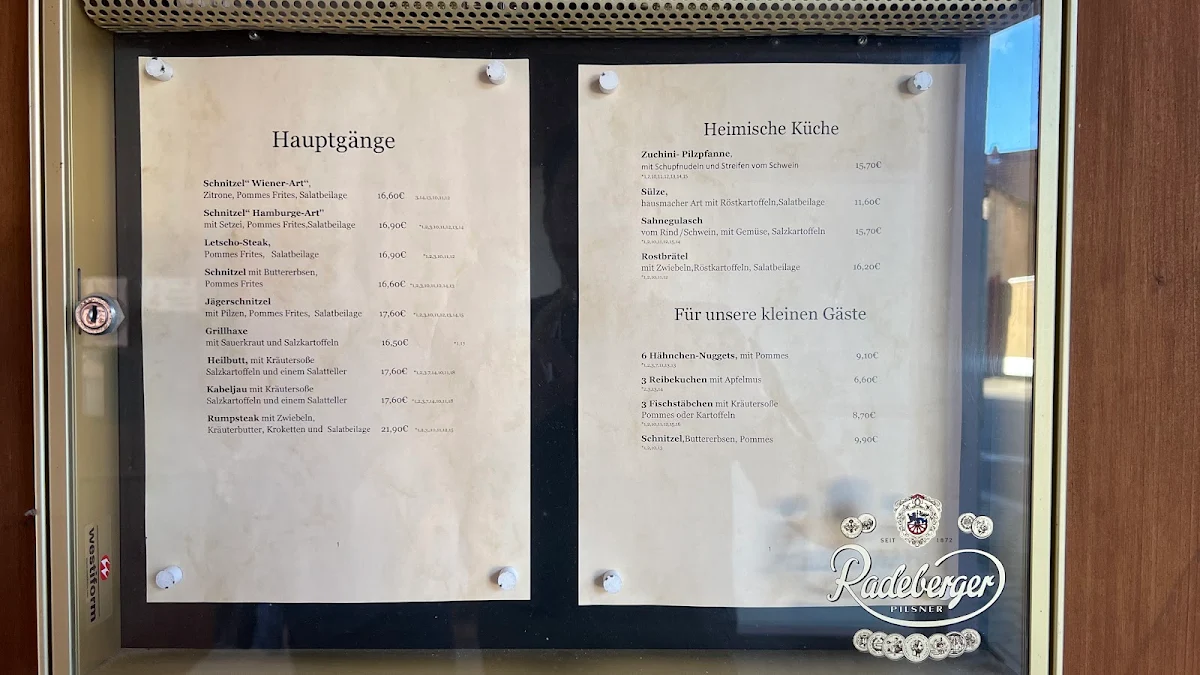 Speisekarte, Gaststätte Zur Linde - Mario Kästner