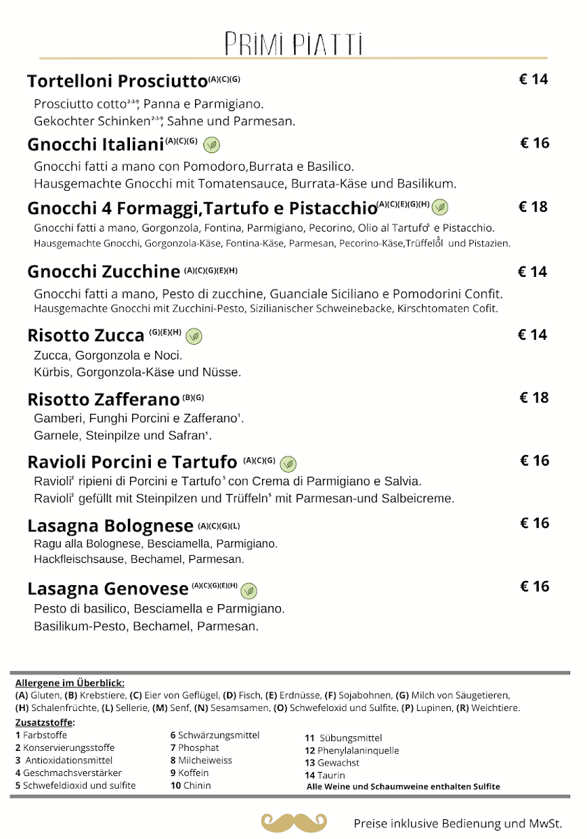 Speisekarte, Baffo Italienisches Restaurant | Sizilianische Küche