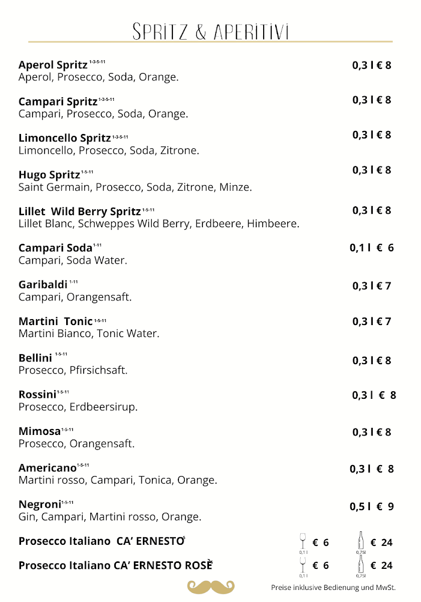 Speisekarte, Baffo Italienisches Restaurant | Sizilianische Küche