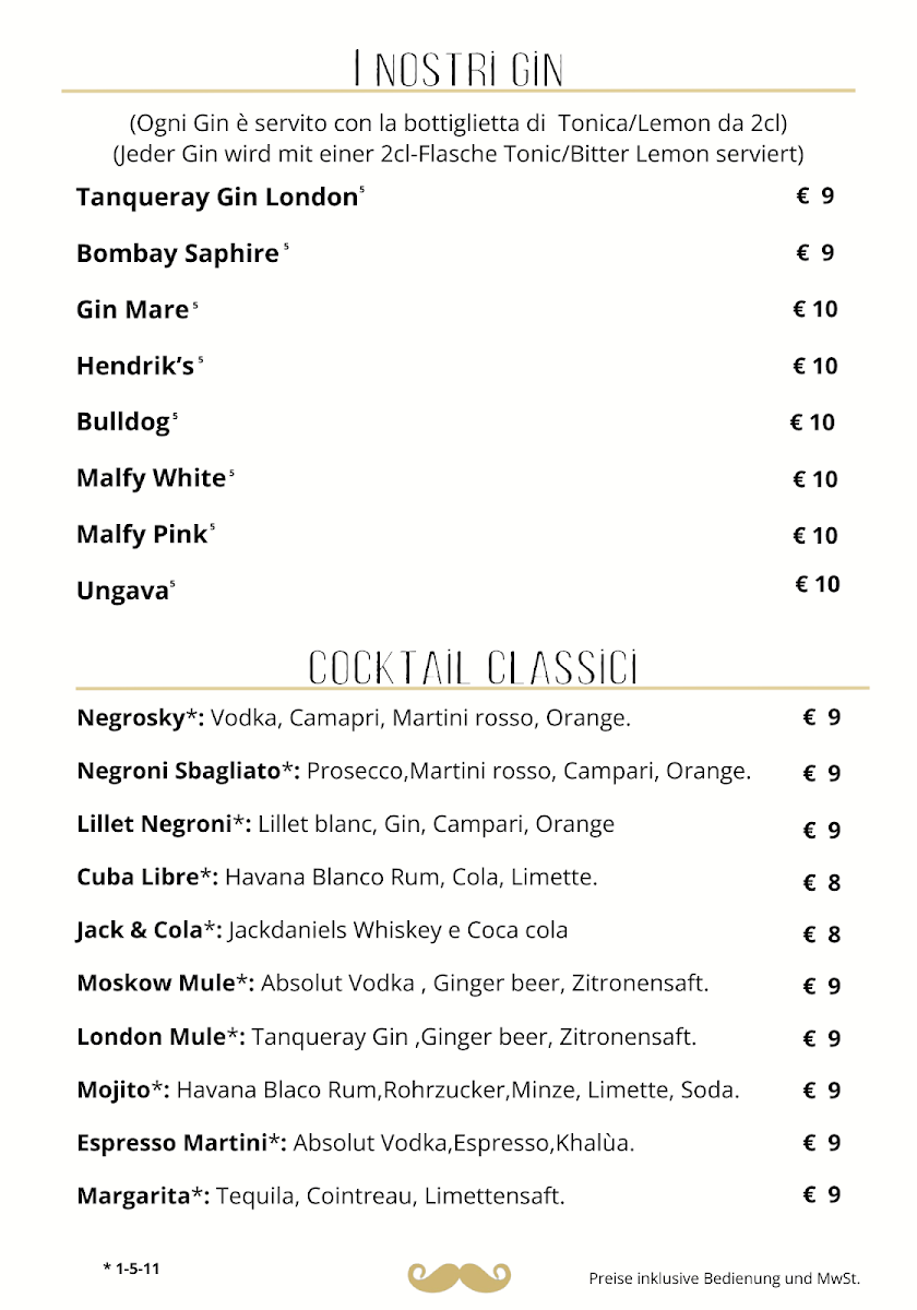 Speisekarte, Baffo Italienisches Restaurant | Sizilianische Küche
