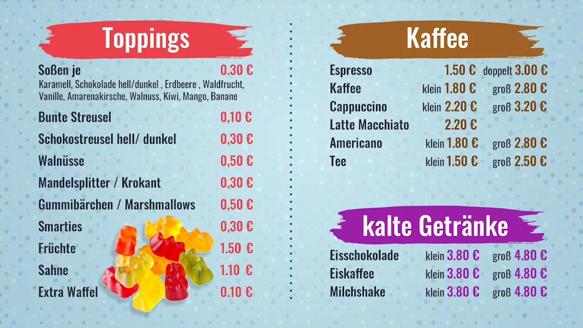 Speisekarte, Softeis & Kugeleis