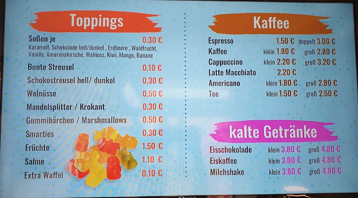 Speisekarte, Softeis & Kugeleis