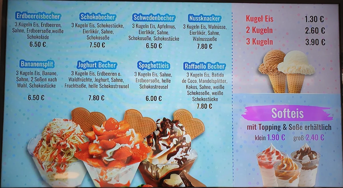 Speisekarte, Softeis & Kugeleis
