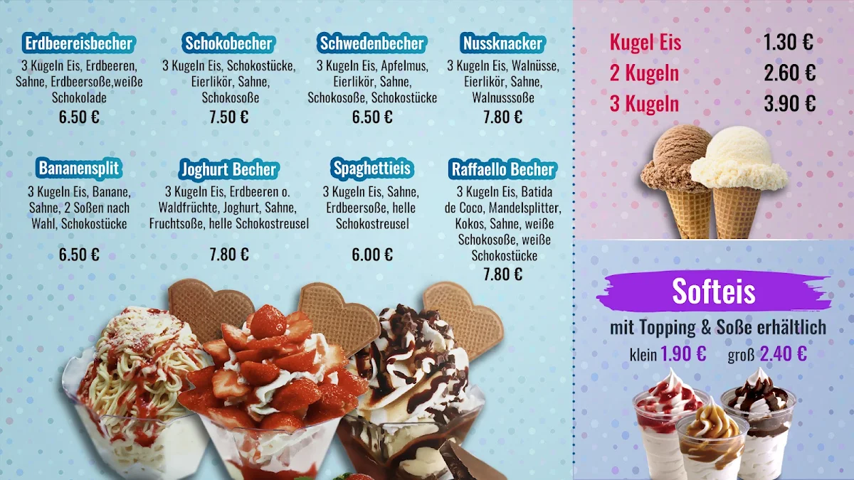 Speisekarte, Softeis & Kugeleis